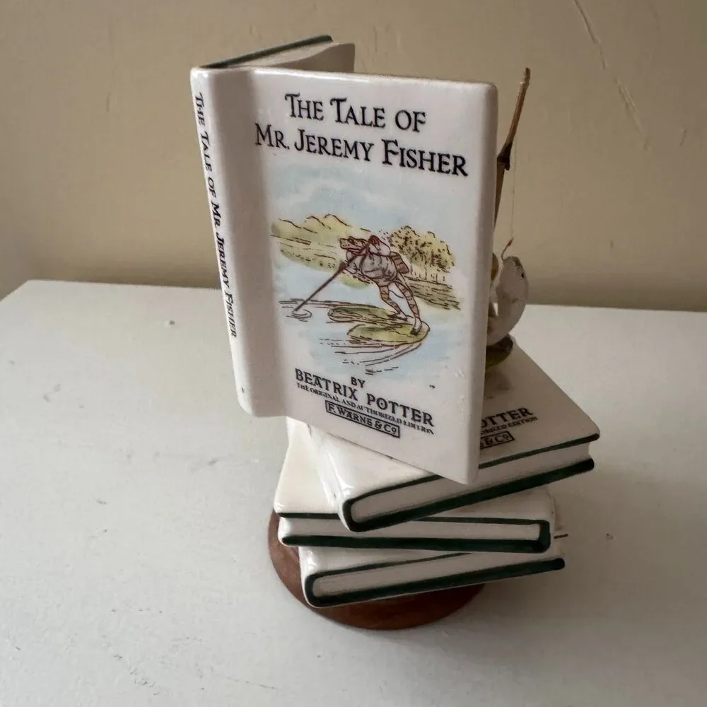 1985 Beatrix Potter Rotating Music Box Jeremy Fisher Frog Fishing Schmid